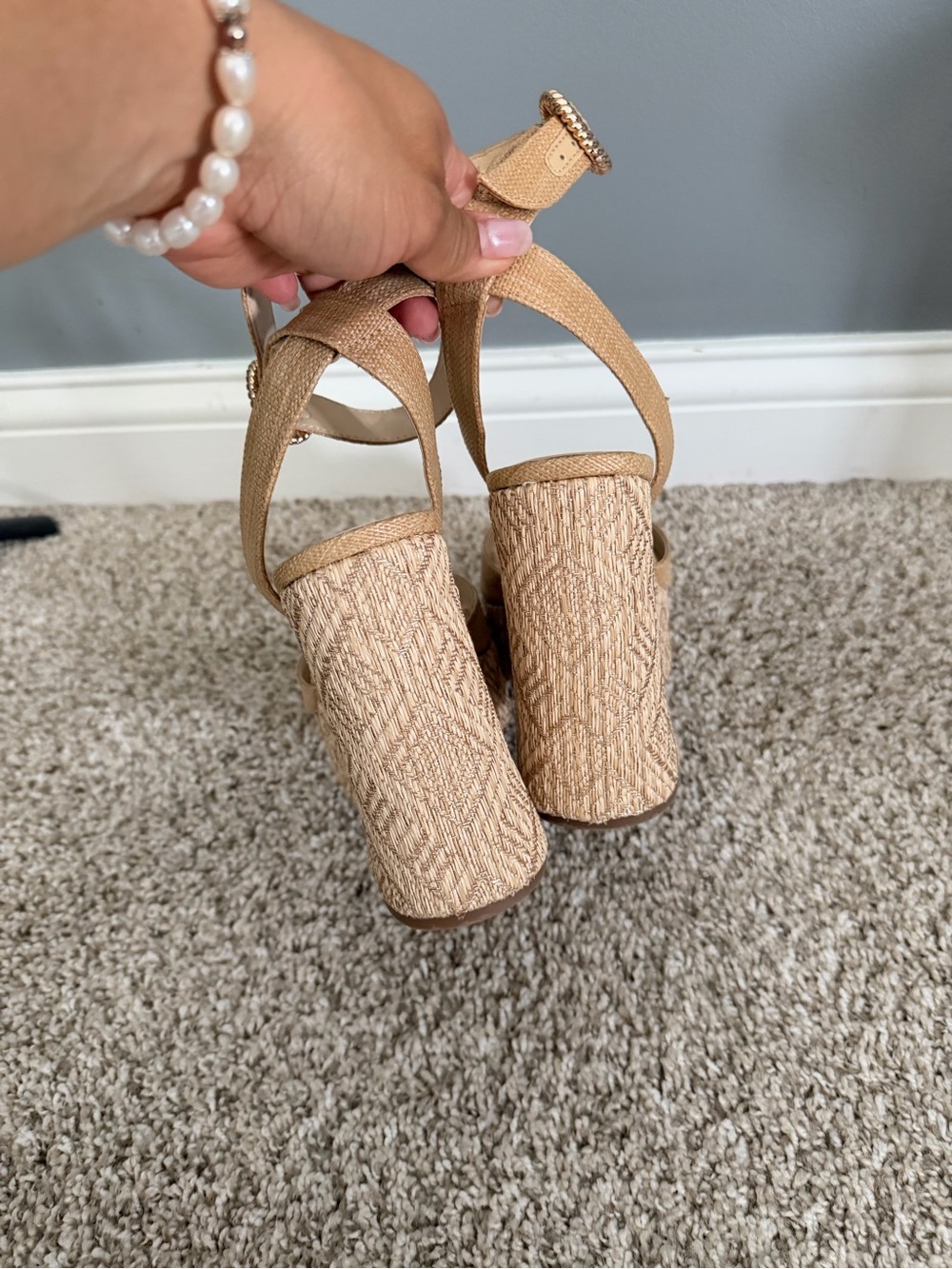 Jessica Simpson Tan Woven Platform Wedge Sandals - Picture 4 of 8